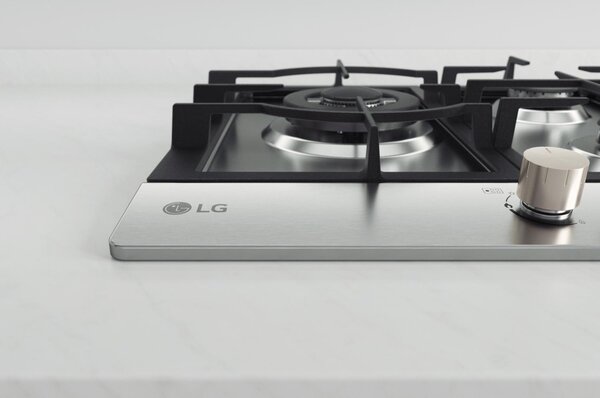 Lg Piano Cottura 5 Fuochi a Gas Larghezza 75 cm (1 Bruciatore Tripla Corona) Griglie in Ghisa colore Acciaio Inox - CBGZ3016S