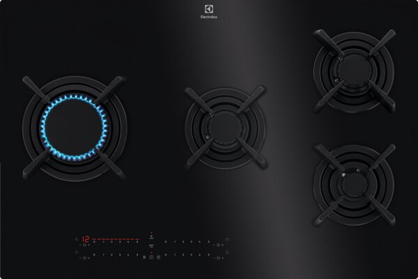 Electrolux Piano Cottura 4 Fuochi a Gas 78 cm in Vetroceramica colore Nero - KGV8473IK Serie 900 Touch Sure