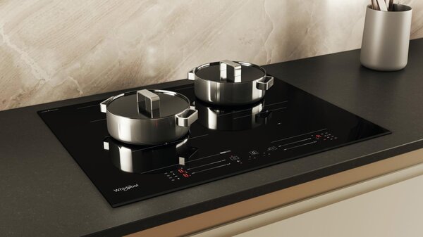 Whirlpool Piano Cottura a Induzione 4 Fuochi da Incasso Larghezza 65 cm in Vetroceramica colore Nero - WF S4665 CPBF
