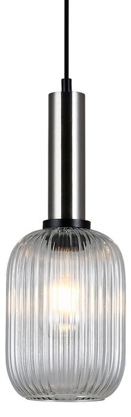 Lampada a sospensione Antiola, nichel satinato-nero, 1xE27x40W, vetro, dimensioni: 113x15x15 cm, IP20, Italux