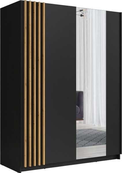 Armadio 2 porte scorrevoli 150 cm - nero e rovere - Collezione VARIA