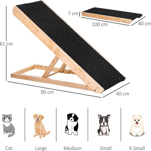 AllMyPets Rampa per Cani e Gatti Fino 75 kg Pieghevole Antiscivolo e Regolabile - 102eD06