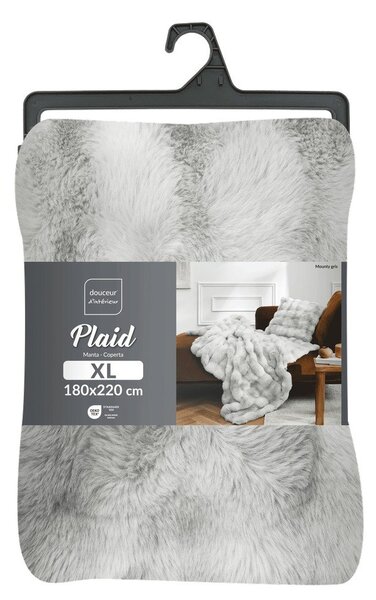 Coperta grigia in micropile 180x220 cm Mounty – douceur d'intérieur