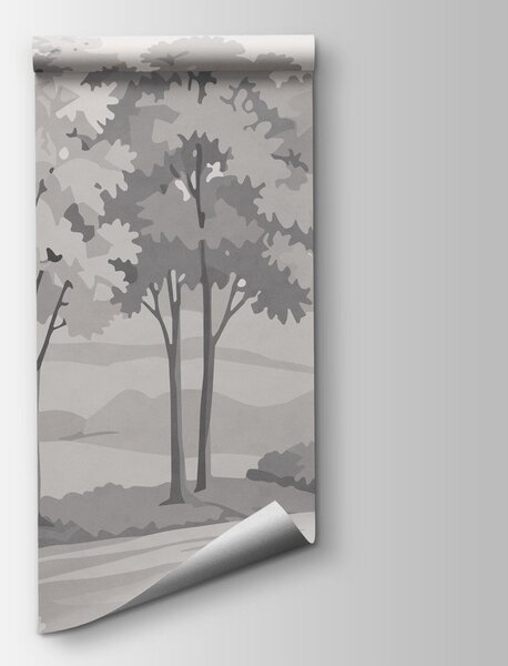 Carta da parati Paesaggio con alberi e colline, Carta da parati Natura, Carta da parati popolare, t00763 - Tapeko.it