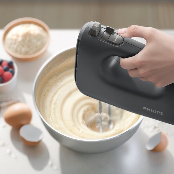 Philips Sbattitore Elettrico Mixer Potenza 400W Velocit Variabile + Turbo colore Nero serie 5000 - HR3739/00