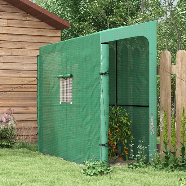VivaGarden Serra da Giardino a Muro con 2 Porte Avvolgibili e Copertura in PE Anti UV 200x80x200 cm colore Verde - A2360GNAO82
