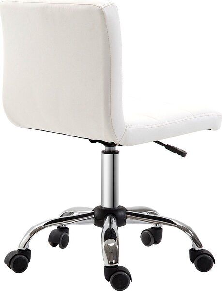 DecHome Sedia da Ufficio Sedia da Scrivania Poltrona Girevole Regolabile in Pelle Sintetica con Ruote 46x51x76-88 cm colore Bianco
