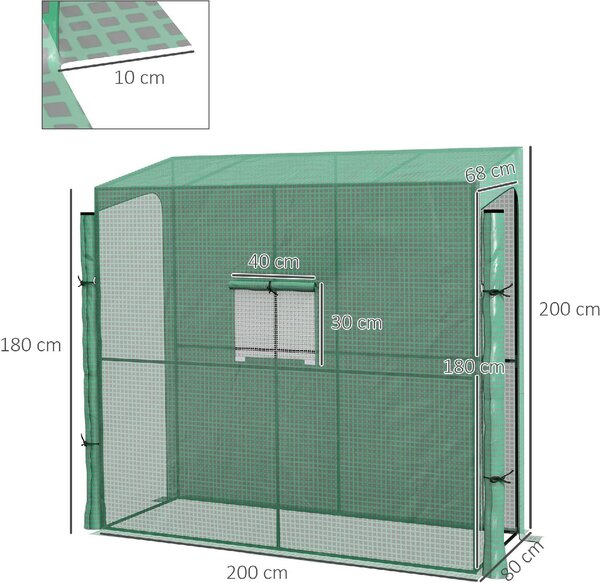 VivaGarden Serra da Giardino a Muro con 2 Porte Avvolgibili e Copertura in PE Anti UV 200x80x200 cm colore Verde - A2360GNAO82