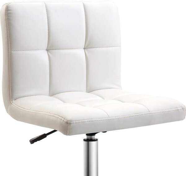 DecHome Sedia da Ufficio Sedia da Scrivania Poltrona Girevole Regolabile in Pelle Sintetica con Ruote 46x51x76-88 cm colore Bianco