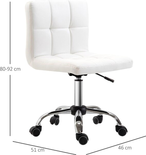 DecHome Sedia da Ufficio Sedia da Scrivania Poltrona Girevole Regolabile in Pelle Sintetica con Ruote 46x51x76-88 cm colore Bianco