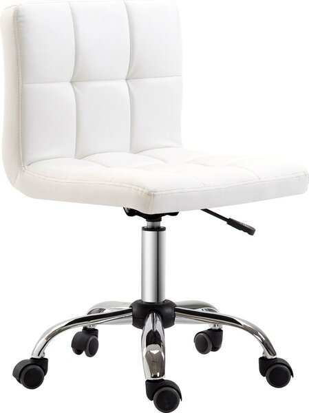 DecHome Sedia da Ufficio Sedia da Scrivania Poltrona Girevole Regolabile in Pelle Sintetica con Ruote 46x51x76-88 cm colore Bianco