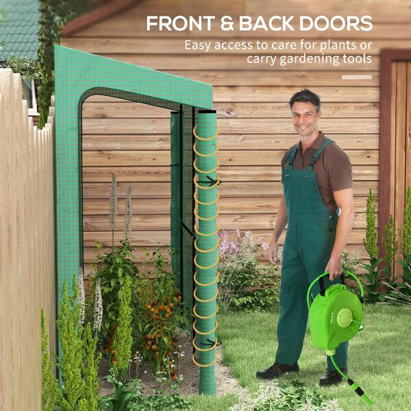 VivaGarden Serra da Giardino a Muro con 2 Porte Avvolgibili e Copertura in PE Anti UV 200x80x200 cm colore Verde - A2360GNAO82
