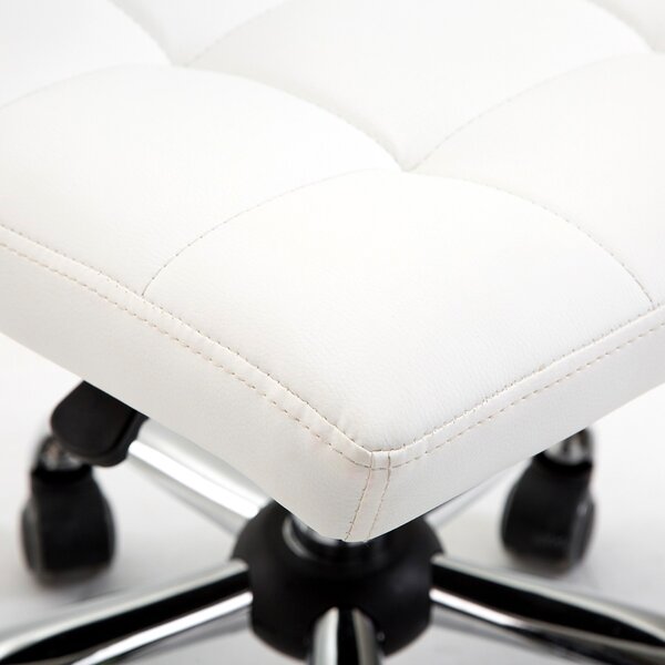 DecHome Sedia da Ufficio Sedia da Scrivania Poltrona Girevole Regolabile in Pelle Sintetica con Ruote 46x51x76-88 cm colore Bianco