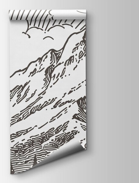 Carta da parati Paesaggio con alberi e montagne, Carta da parati Natura, Carta da parati popolare, t00788 - Tapeko.it