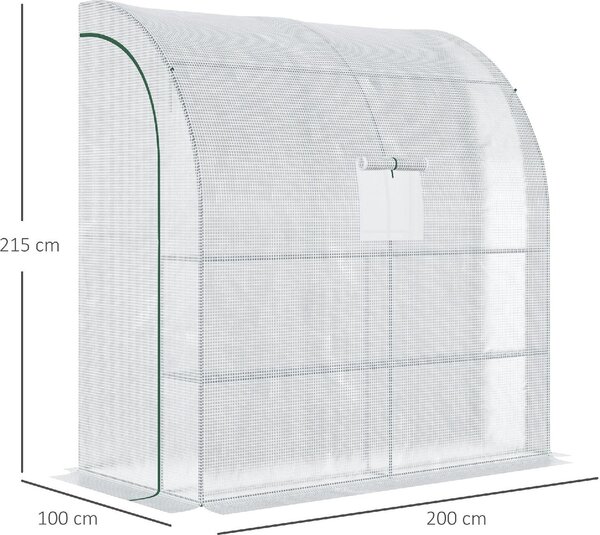 VivaGarden Serra da Giardino Addossata a 3 Livelli con Porte e Finestre Avvolgibili in PE e Acciaio 200x100x215 cm colore Verde e Bianco