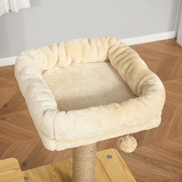 AllMyPets Tiragraffi per Gatti Albero Tiragraffi Multilivello con Casetta Amaca Scaletta e Corde in Juta Rivestimento Peluche 60x40x130cm Giallo - 