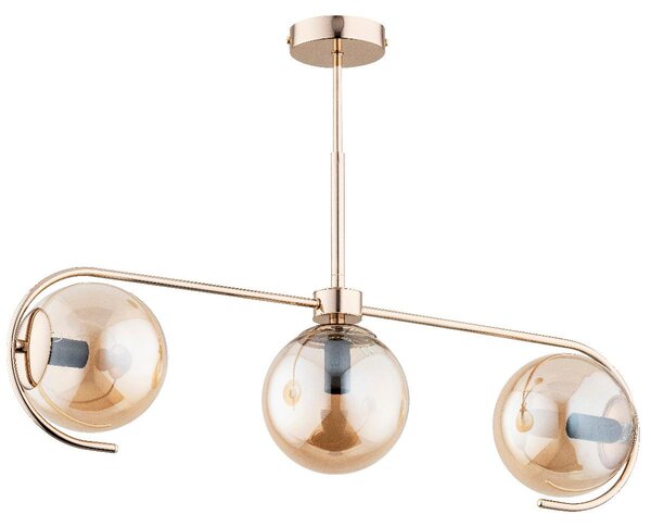 Lampada a sospensione ASTANA oro-ambra 3xE14x10W in vetro, dimensioni: 47x72x15 cm, IP20, Alfa