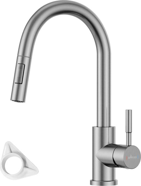 Rubinetto da cucina Rubinetto estraibile girevole a 360° Rubinetto ad alta pressione con tubo flessibile 20 pollici Spazzolato