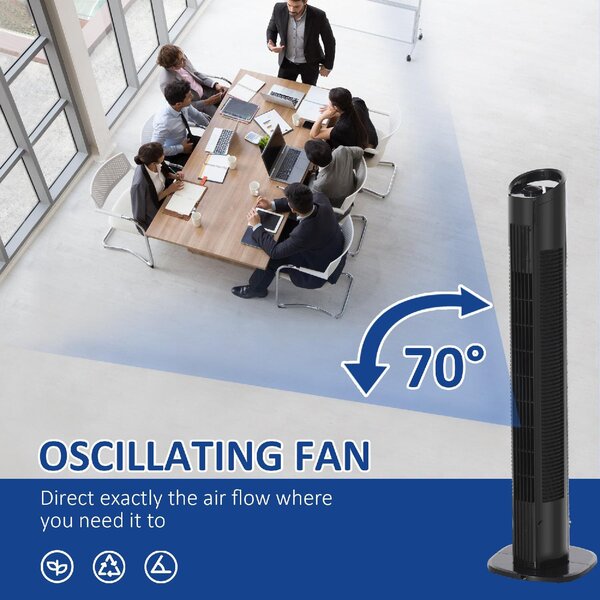 DecHome Ventilatore a Colonna Torre senza Pale 3 Velocit Oscillazione 70 e Maniglia - D2451D