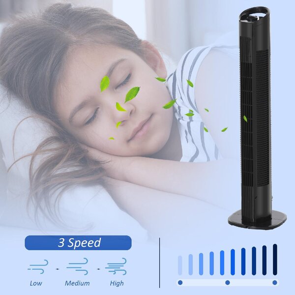 DecHome Ventilatore a Colonna Torre senza Pale 3 Velocit Oscillazione 70 e Maniglia - D2451D
