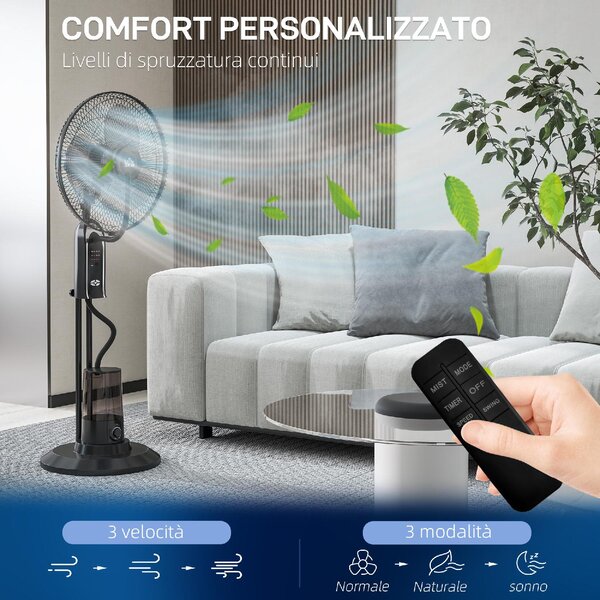 DecHome Ventilatore Nebulizzatore Regolabile 3 Velocit e 3 Modalit Oscillazione a 75 Telecomando colore Nero - R528BK
