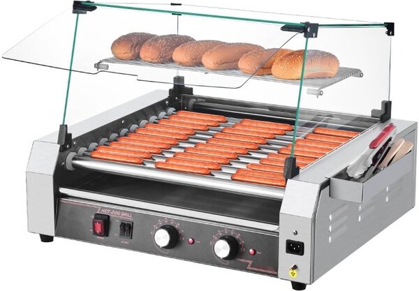 Griglia elettrica per hot dog - grill a rullo - grill per salsicce - scalda-panini - potenza 2200W