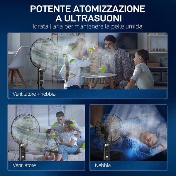 DecHome Ventilatore Nebulizzatore Regolabile 3 Velocit e 3 Modalit Oscillazione a 75 Telecomando colore Nero - R528BK