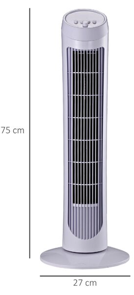 DecHome Ventilatore a Torre Oscillante da 45W a 3 Velocit Ventilatore a Colonna in Plastica ABS 27x27x75 cm colore Bianco - 2WTAM300