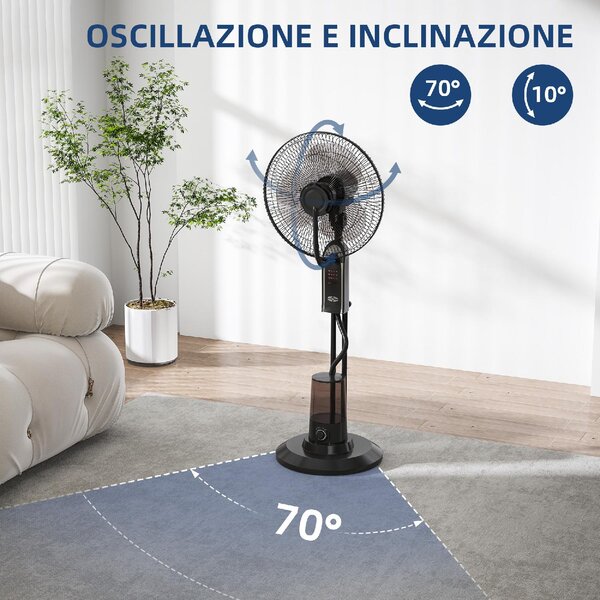 DecHome Ventilatore Nebulizzatore Regolabile 3 Velocit e 3 Modalit Oscillazione a 75 Telecomando colore Nero - R528BK