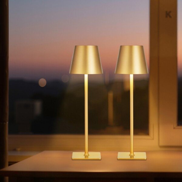 2x lampada da tavolo ricaricabile in oro - lampada da tavolo senza fili - lampada da tavolo pratica ed elegante