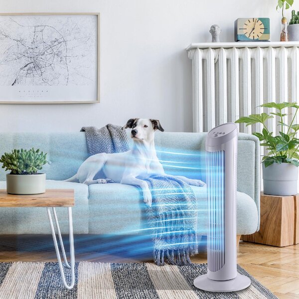 DecHome Ventilatore a Torre Oscillante da 45W a 3 Velocit Ventilatore a Colonna in Plastica ABS 27x27x75 cm colore Bianco - 2WTAM300