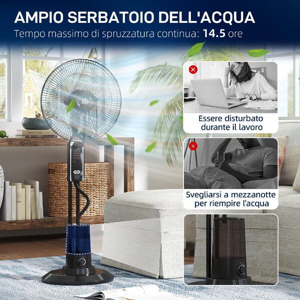 DecHome Ventilatore Nebulizzatore Regolabile 3 Velocit e 3 Modalit Oscillazione a 75 Telecomando colore Nero - R528BK