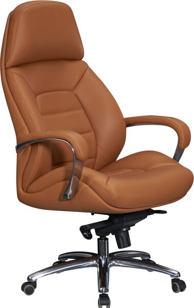 Sedia da ufficio di design coprisedia in vera pelle caramello fino a 120 kg | Amstyle