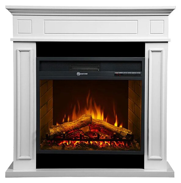 Jefferson - Camino elettrico da terra in legno 89,5x28xH90,5 cm, effetto fiamma