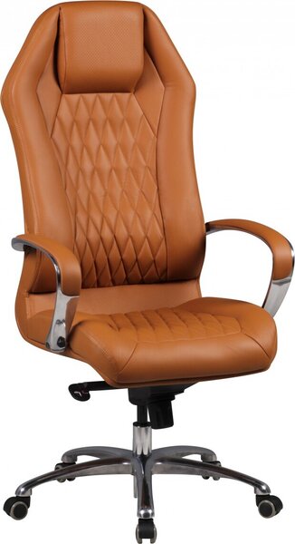 Amstyle sedia da ufficio MONTEREY sedia da scrivania in vera pelle caramello 120KG sedia executive schienale alto con poggiatesta X-XL; SPM1.296