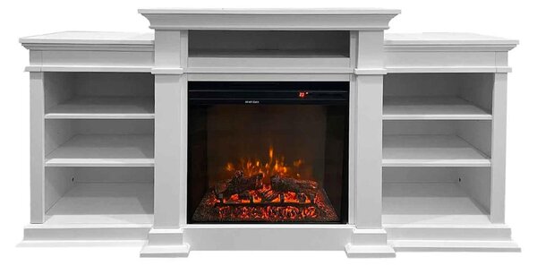 Biden - Camino elettrico da terra 179x48xH85 cm, effetto fiamma, colore bianco