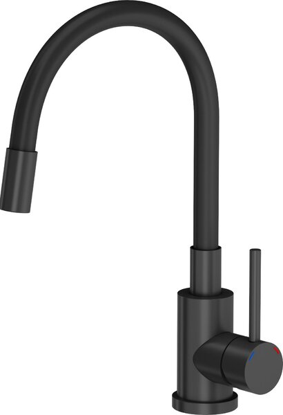 Miscelatore da cucina Quadron maggie in acciaio inox con bocca flessibile molto nero opaco - nero opaco