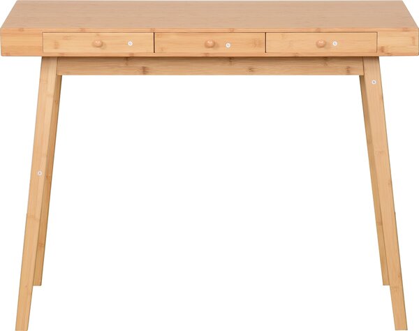 Scrivania con 3 cassetti in bambù Scrivania da lavoro per ufficio o studio 100x50x75cm Naturale