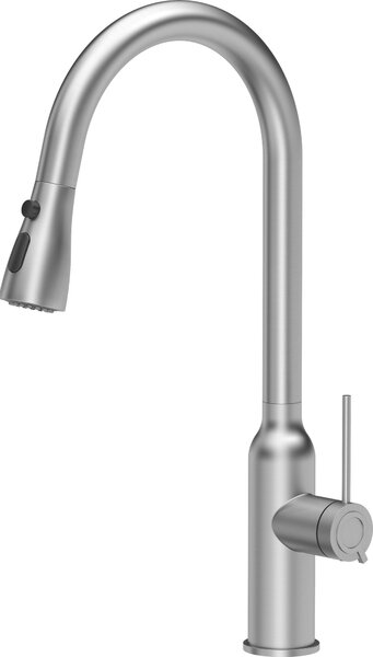 Rubinetto da cucina QUADRON JESSICA Q LINE SteelQ, miscelatore 360°, rubinetto da cucina in acciaio inox, colore: acciaio, altezza: 47 cm, rubinetto da cucina