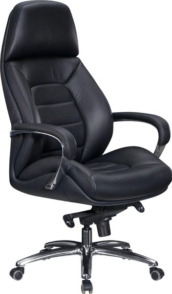 Sedia da ufficio in pelle nera fino a 120 kg | Amstyle