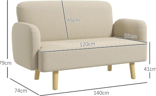DecHome Divano 2 Posti Moderno in Velluto Dimensioni 140x74x79 cm colore Bianco Crema