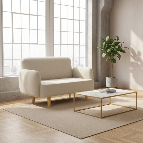 DecHome Divano 2 Posti Moderno in Velluto Dimensioni 140x74x79 cm colore Bianco Crema