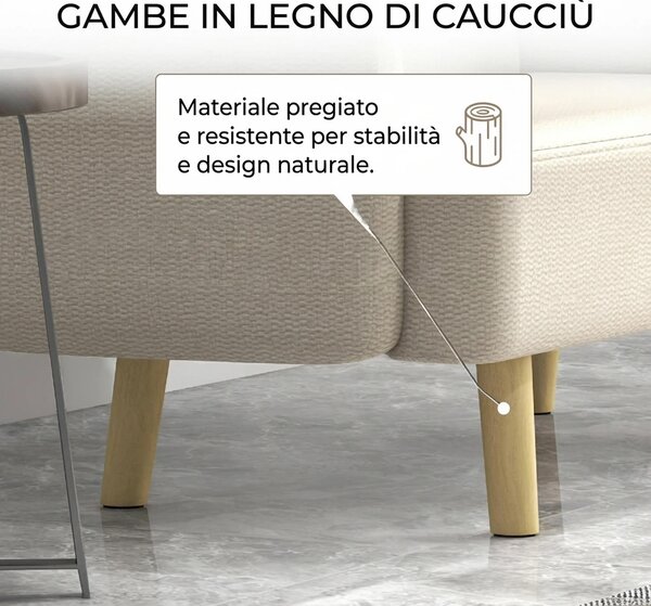 DecHome Divano 2 Posti Moderno in Velluto Dimensioni 140x74x79 cm colore Bianco Crema