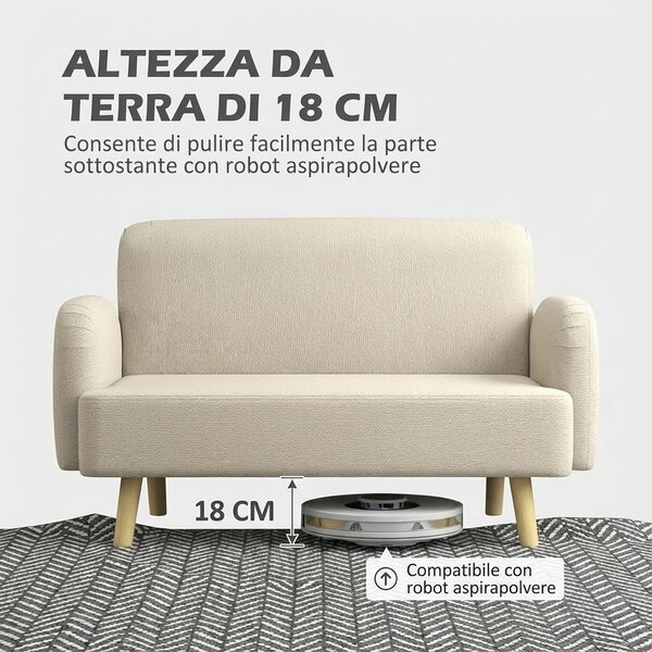 DecHome Divano 2 Posti Moderno in Velluto Dimensioni 140x74x79 cm colore Bianco Crema