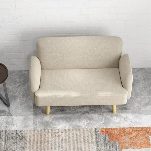 DecHome Divano 2 Posti Moderno in Velluto Dimensioni 140x74x79 cm colore Bianco Crema