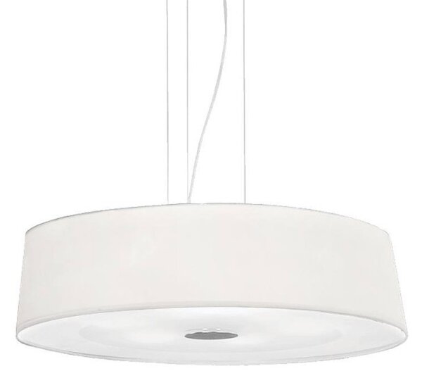 Ideal Lux Hilton SP6 Round Bianco lampadario moderno con paralume in tessuto E27 60W