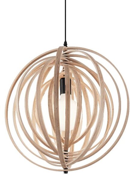 Ideal Lux Disco SP1 lampadario sala moderno con elementi decorativi circolari rotanti in legno naturale E27 60W