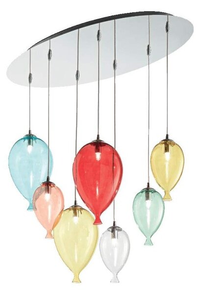 Ideal Lux Clown SP7 lampadario moderno soggiorno in vetro soffiato multicolore G9