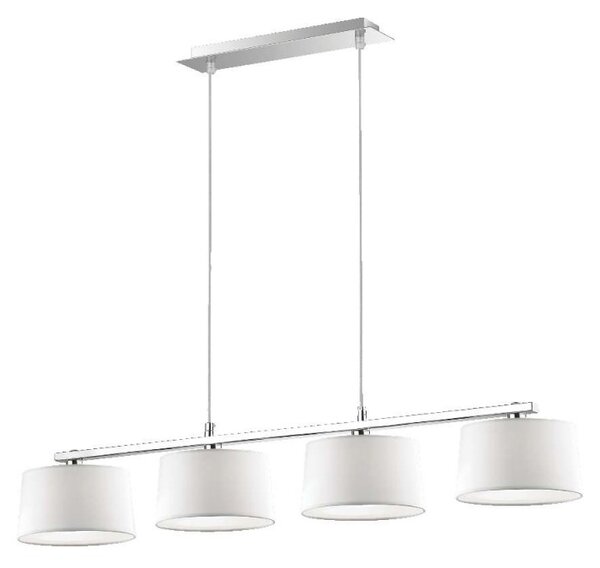 Ideal Lux Hilton SP4 Linear Bianco lampadario moderno a 4 luci con paralumi in tessuto G9