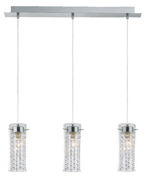 Ideal Lux Iguazù SP3 lampadario moderno in vetro pirex ed elementi in cristallo E14 40W